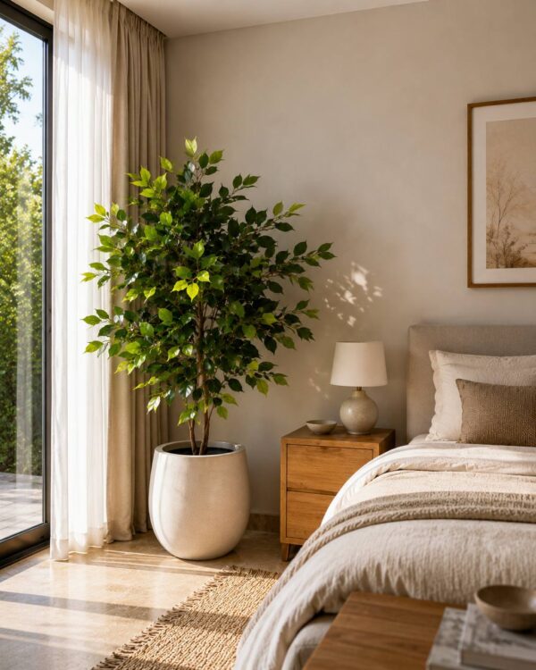 Combo-Red Bougainvillea Tree, elegant Pink Cherry Blossom Tree,lush Green Ficus Tree.