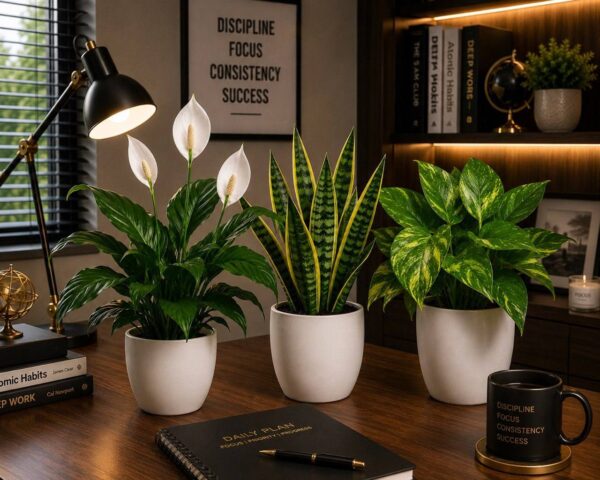 Combo-peace lily/snake plant/money plant