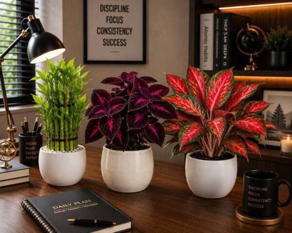 Combo-lucky bambo/coleus/red aglaonema