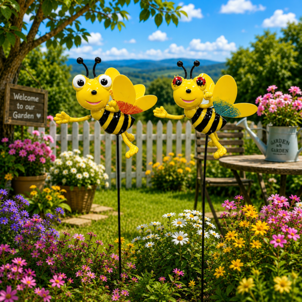 7374b244-0dfc-4c54-81c9-eddf009b795a Cute Bee Garden Wind Spinner Stakes
( Pack of 2)