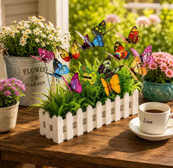 Butterfly garden pick decoration set